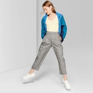 High-rise menswear plaid pants